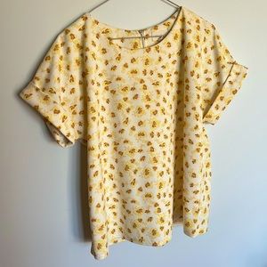 melloday yellow floral blouse